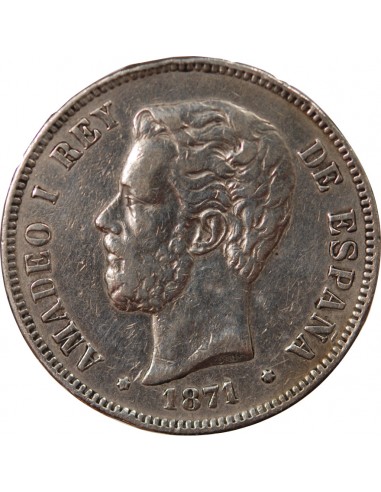 ESPAGNE, GOUVERNEMENT PROVISOIRE - 5 PESETAS ARGENT - 1870 M MADRID