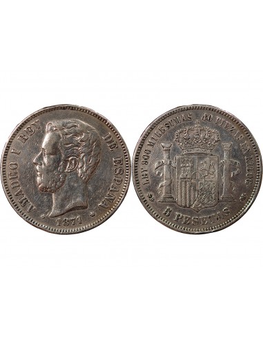ESPAGNE, GOUVERNEMENT PROVISOIRE - 5 PESETAS ARGENT - 1870 M MADRID