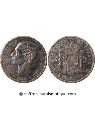 Espagne Alphonse XII d'Espagne 5 pesetas Argent 1878 AI Madrid