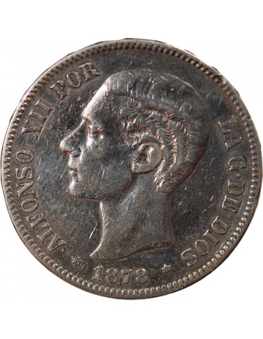 Espagne Alphonse XII d'Espagne 5 pesetas Argent 1878 AI Madrid