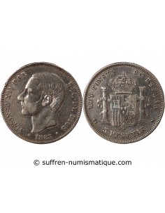 Espagne Alphonse XII d'Espagne 5 pesetas Argent 1883 AI Madrid
