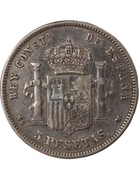Espagne Alphonse XII d'Espagne 5 pesetas Argent 1883 AI Madrid