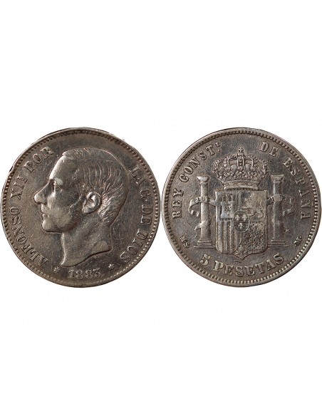 Espagne Alphonse XII d'Espagne 5 pesetas Argent 1883 AI Madrid