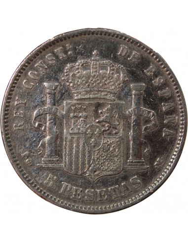 Espagne Alphonse XIII d'Espagne 5 pesetas Argent 1891 AI Madrid