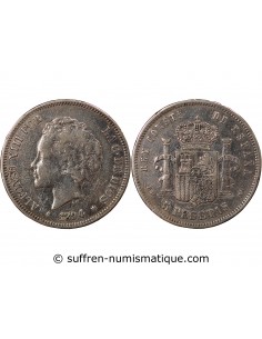 ESPAGNE, ALPHONSE XIII - 5 PESETAS ARGENT 2e PORTRAIT - 1894 M MADRID