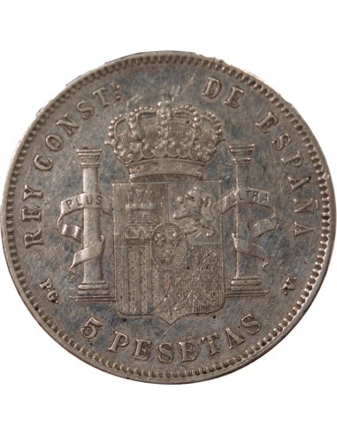 Espagne Alphonse XIII d'Espagne 5 pesetas Argent 1896 AI Madrid