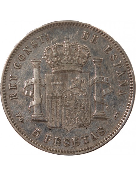 Espagne Alphonse XIII d'Espagne 5 pesetas Argent 1896 AI Madrid