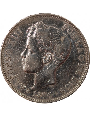Espagne Alphonse XIII d'Espagne 5 pesetas Argent 1896 AI Madrid