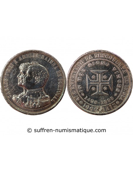 Portugal Carlos Ier 1000 reis Argent 1898 Lisbonne