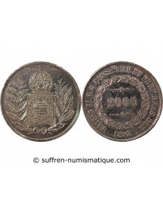 Brésil Pedro II 2000 reis Argent 1852 R Rio de Janeiro
