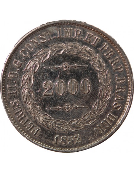 Brésil Pedro II 2000 reis Argent 1852 R Rio de Janeiro