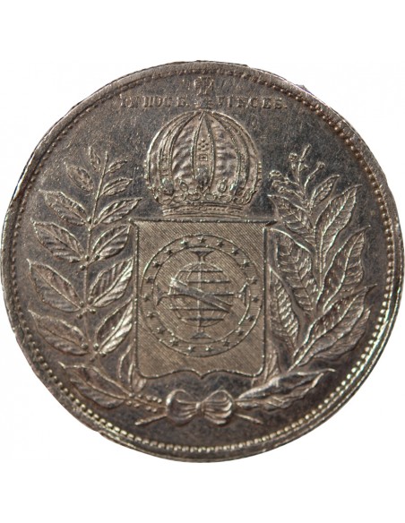 Brésil Pedro II 2000 reis Argent 1852 R Rio de Janeiro