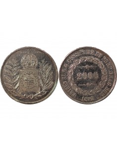 Brésil Pedro II 2000 reis Argent 1852 R Rio de Janeiro 2