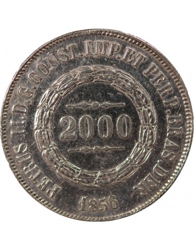 Brésil Pedro II 2000 reis Argent 1852 R Rio de Janeiro