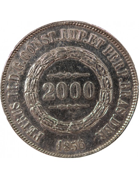 Brésil Pedro II 2000 reis Argent 1852 R Rio de Janeiro