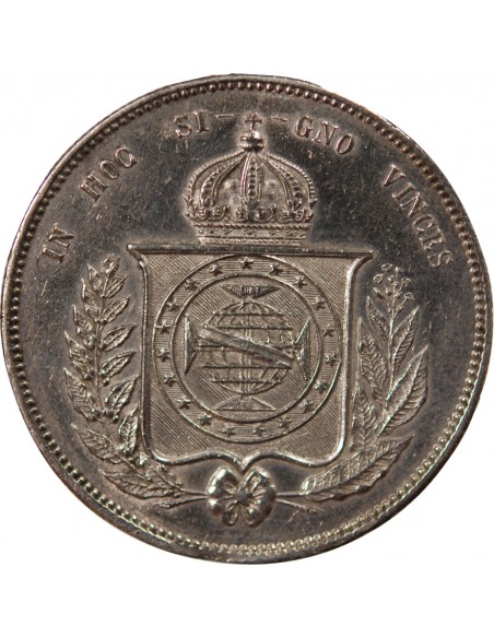 Brésil Pedro II 2000 reis Argent 1852 R Rio de Janeiro