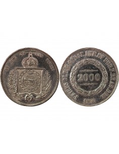 Brésil Pedro II 2000 reis Argent 1852 R Rio de Janeiro 2