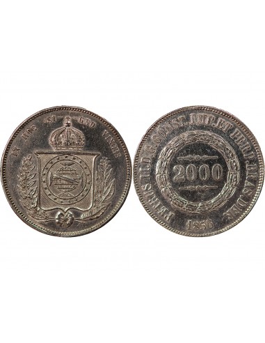 Brésil Pedro II 2000 reis Argent 1852 R Rio de Janeiro
