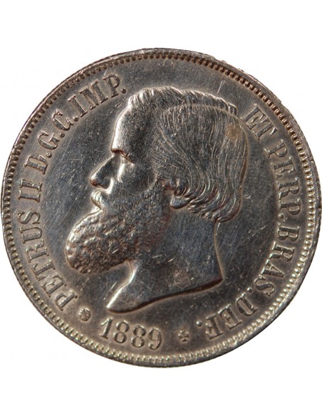 Brésil Pedro II 2000 reis Argent 1889 R Rio de Janeiro