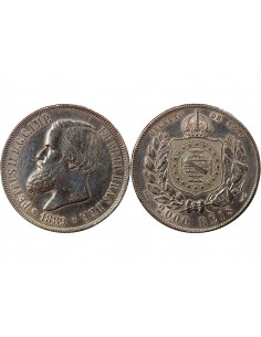 Brésil Pedro II 2000 Reis Argent 1889 R Rio de Janeiro 2