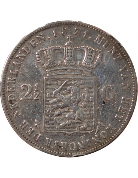 Pays-Bas Guillaume III des Pays-Bas 2,5 gulden Argent 1871 Utrecht
