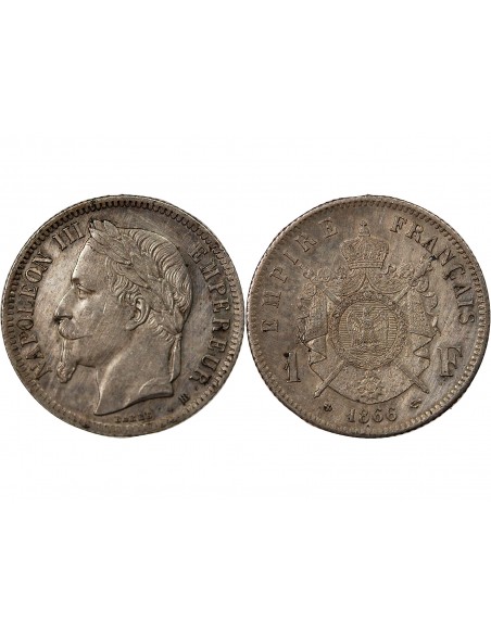 Napoléon III 1 franc Argent 1866 BB Strasbourg