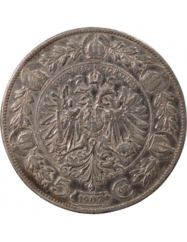 Autriche François Joseph, Empereur d'Autriche, Roi de Hongrie 5 Corona Argent 1907 A Vienne