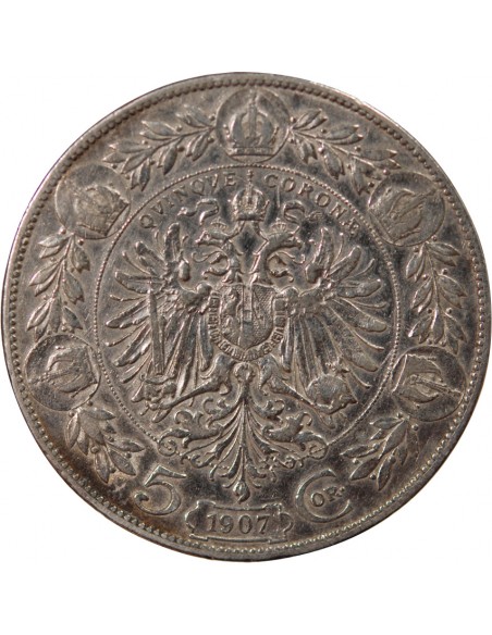 Autriche François Joseph, Empereur d'Autriche, Roi de Hongrie 5 Corona Argent 1907 A Vienne