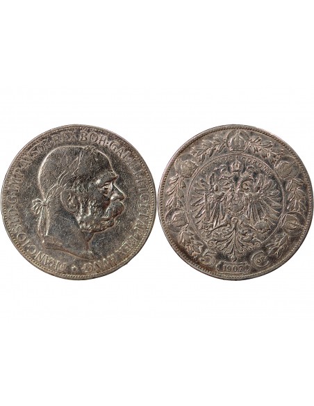 Autriche François Joseph, Empereur d'Autriche, Roi de Hongrie 5 Corona Argent 1907 A Vienne
