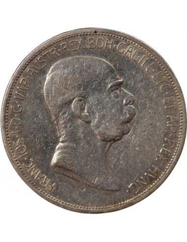 AUTRICHE, FRANÇOIS-JOSEPH Ier - 5 CORONA ARGENT JUBILE 1908 VIENNE