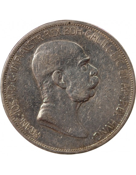AUTRICHE, FRANÇOIS-JOSEPH Ier - 5 CORONA ARGENT JUBILE 1908 VIENNE