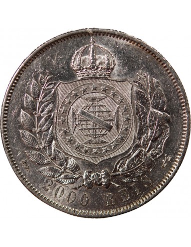 Brésil Pedro II 2000 reis Argent 1869 R Rio de Janeiro