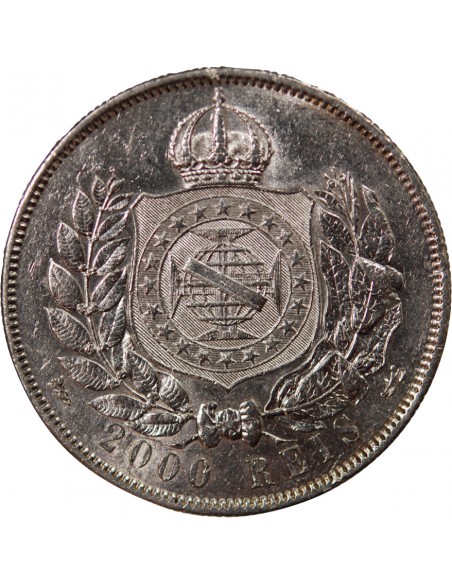 Brésil Pedro II 2000 reis Argent 1869 R Rio de Janeiro