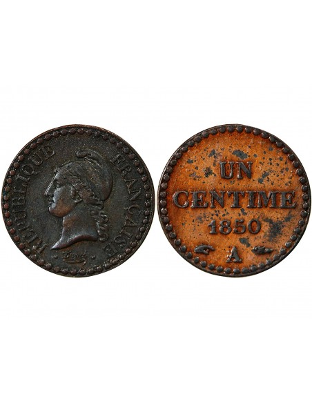 1 centime Bronze 1850 A Paris