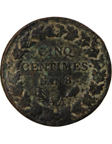 5 centimes Cuivre AN 8 AA Metz