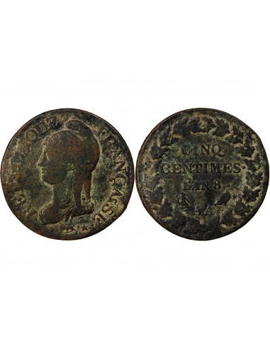 5 centimes Cuivre AN 8 AA Metz