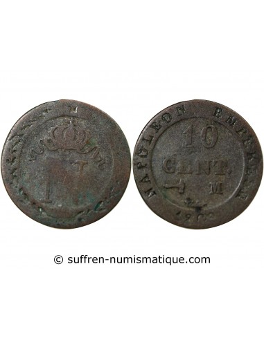 Napoléon Ier, Empereur de France, Roi d'Italie 10 centimes Billon 1809 M Toulouse