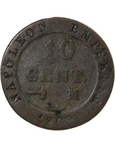 Napoléon Ier, Empereur de France, Roi d'Italie 10 centimes Billon 1809 M Toulouse