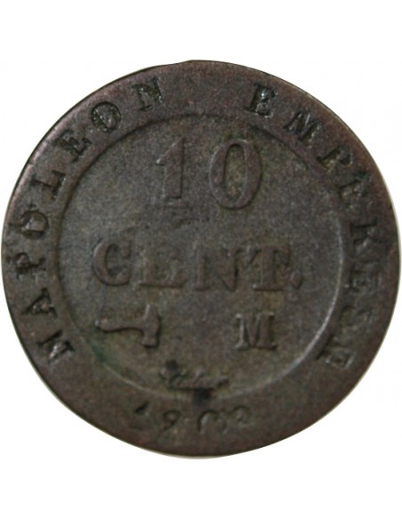 Napoléon Ier, Empereur de France, Roi d'Italie 10 centimes Billon 1809 M Toulouse