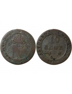 Napoléon Ier, Empereur de France, Roi d'Italie 10 Centimes Billon 1809 M Toulouse 2