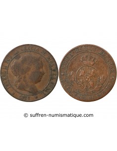 Espagne Isabelle II, Reine Espagnol 5 centimes Bronze 1868 Barcelone