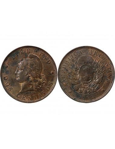 Argentine 2 Centavos Bronze 1893