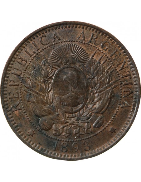 Argentine 2 Centavos Bronze 1893