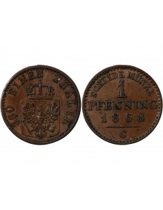Allemagne Guillaume Ier de Prusse Pfennig Cuivre 1868 Francfort (C) 2