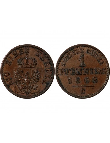 Allemagne Guillaume Ier de Prusse 1 pfennig Cuivre 1868 Francfort (C)