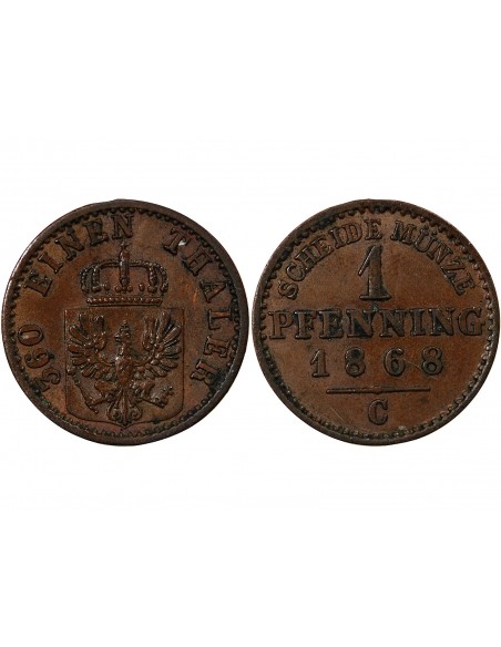 Allemagne Guillaume Ier de Prusse 1 pfennig Cuivre 1868 Francfort (C)