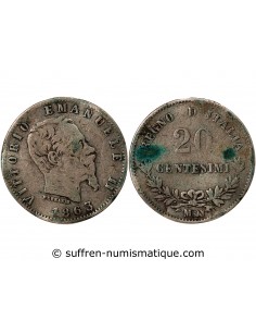 Italie Victor Emmanuel II 20 Centesimi Argent 1863 M Milan