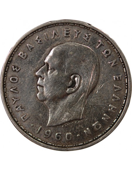 Grèce Paul Ier 20 drachmai Argent 1960 Londres