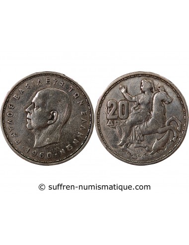 Grèce Paul Ier de Grèce 20 drachmai Argent 1960 Londres