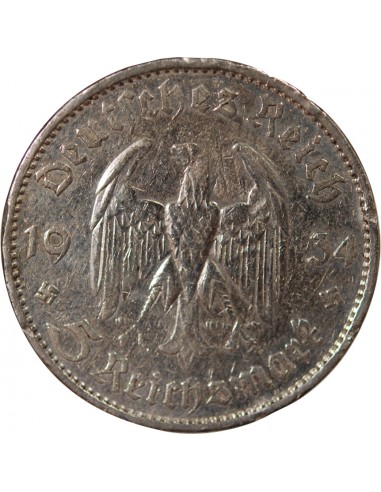 ALLEMAGNE, IIIe REICH - 5 MARK ARGENT EGLISE DE POTSDAM, TYPE 2 1934 A BERLIN